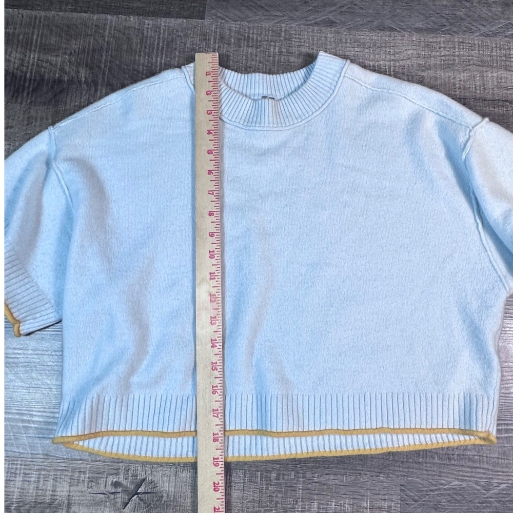 Anthropologie "The Goldie" Sweater Womens Small Blue 100% Cashmere Boxy Cropped - Picture 4 of 10